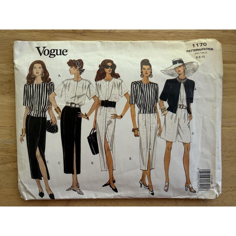 Vogue Pattern 1170 Misses' Jacket, Dress, Top, Skirt & Shorts Size 6-10 Uncut FF